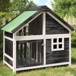 vidaXL Caseta para perros madera maciza de pino 96x60,5x87 cm Gris Outlet