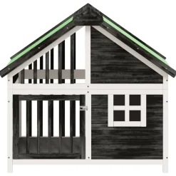 vidaXL Caseta para perros madera maciza de pino 96x60,5x87 cm Gris Outlet