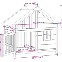 vidaXL Caseta para perros madera maciza de pino 96x60,5x87 cm Gris Outlet
