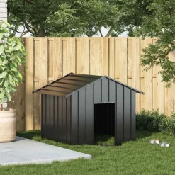 vidaXL Productos Para Mascotas-Caseta para perros con techo acero galvanizado 131x101x102 cm