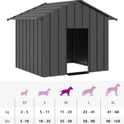vidaXL Productos Para Mascotas-Caseta para perros con techo acero galvanizado 131x101x102 cm
