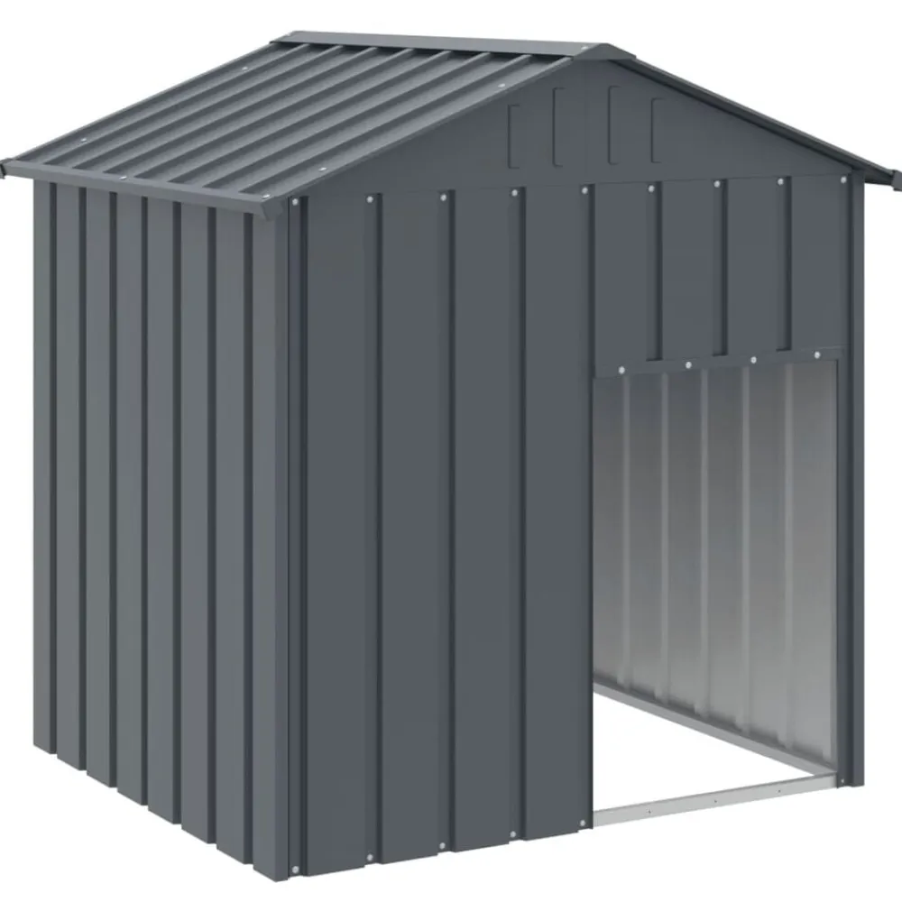 vidaXL Caseta perros con tejado acero galvanizado gris 117x103x123cm Antracita Hot