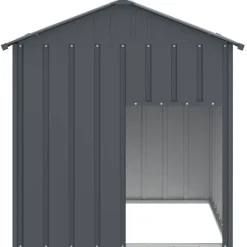vidaXL Caseta perros con tejado acero galvanizado gris 117x103x123cm Antracita Hot
