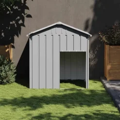 vidaXL Productos Para Mascotas-Caseta perros tejado acero galvanizado 117x103x123cm