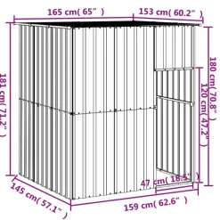 vidaXL Caseta perros tejado acero galvanizado 165x153x181cm Gris claro Sale