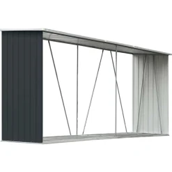 vidaXL Accesorios Para Hornos De Leña Y Chimeneas-Casetilla leña acero galvanizado gris 330x84x152 cm