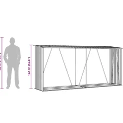 vidaXL Accesorios Para Hornos De Leña Y Chimeneas-Casetilla leña acero galvanizado gris 330x84x152 cm