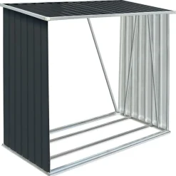 vidaXL Accesorios Para Hornos De Leña Y Chimeneas-Casetilla leña acero galvanizado gris 163x83x154 cm