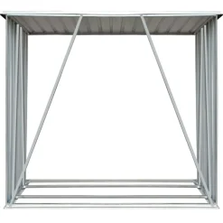 vidaXL Accesorios Para Hornos De Leña Y Chimeneas-Casetilla leña acero galvanizado gris 163x83x154 cm