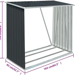 vidaXL Accesorios Para Hornos De Leña Y Chimeneas-Casetilla leña acero galvanizado gris 163x83x154 cm