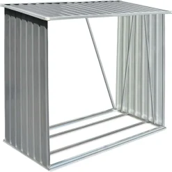 vidaXL Casetilla para leña acero galvanizado 163x83x154 cm Gris Hot