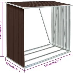 vidaXL Casetilla para leña acero galvanizado marrón 163x83x154 cm Marr&oacute;n Online