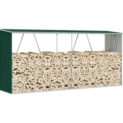 vidaXL Accesorios Para Hornos De Leña Y Chimeneas-Casetilla para leña acero galvanizado 330x84x152 cm