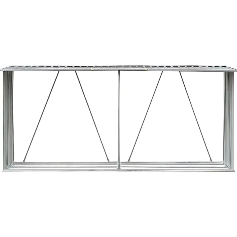vidaXL Accesorios Para Hornos De Leña Y Chimeneas-Casetilla para leña acero galvanizado 330x84x152 cm