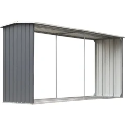 vidaXL Casetilla para leña acero galvanizado 330x92x153 cm Gris Outlet