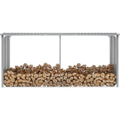 vidaXL Casetilla para leña acero galvanizado 330x92x153 cm Gris Outlet