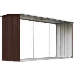 vidaXL Accesorios Para Hornos De Leña Y Chimeneas-Casetilla para leña acero galvanizado marrón 330x92x153 cm