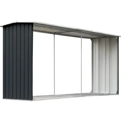 vidaXL Casetilla para leña acero galvanizado 330x92x153 cm Antracita Online