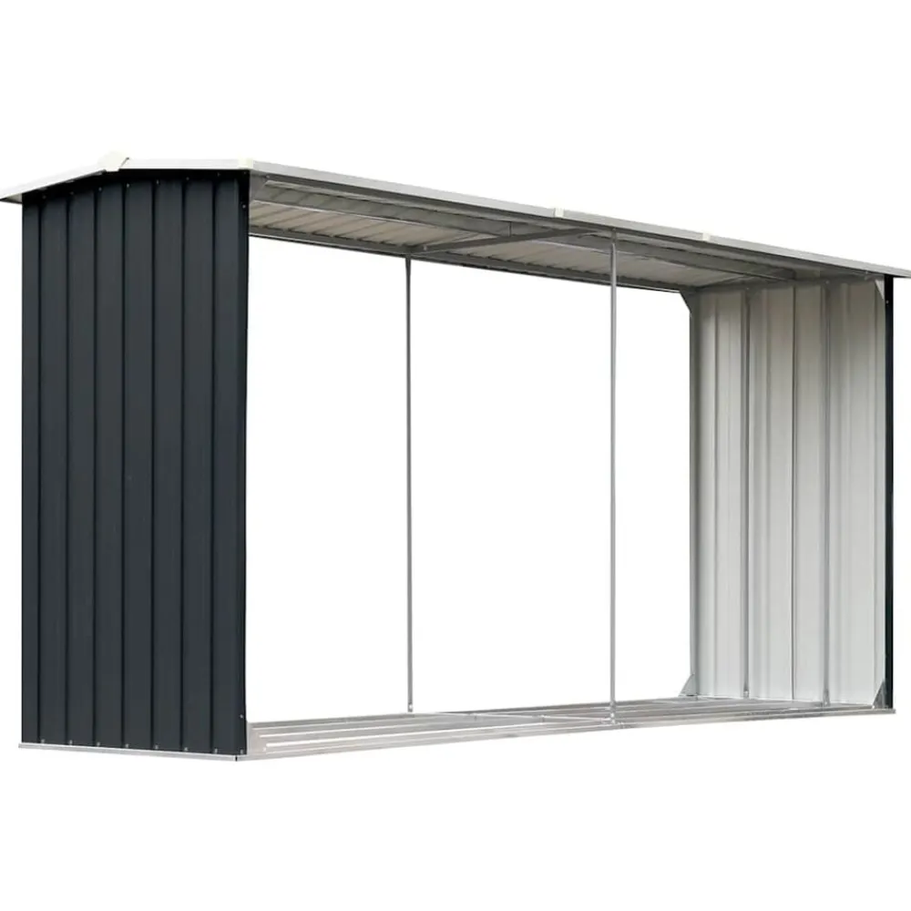 vidaXL Casetilla para leña acero galvanizado 330x92x153 cm Antracita Online