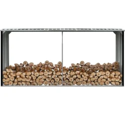 vidaXL Casetilla para leña acero galvanizado 330x92x153 cm Antracita Online