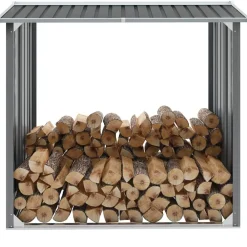 vidaXL Accesorios Para Hornos De Leña Y Chimeneas-Casetilla para leña acero galvanizado 172x91x154 cm