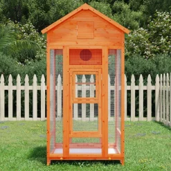 vidaXL Productos Para Mascotas-Casita para pájaros madera maciza pino marrón 91,5x53x170 cm