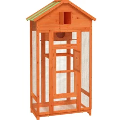 vidaXL Productos Para Mascotas-Casita para pájaros madera maciza pino marrón 91,5x53x170 cm