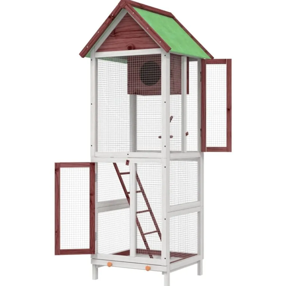 vidaXL Productos Para Mascotas-Casita para pájaros madera maciza pino color 60x58,5x160cm