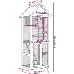 vidaXL Productos Para Mascotas-Casita para pájaros madera maciza pino color 60x58,5x160cm