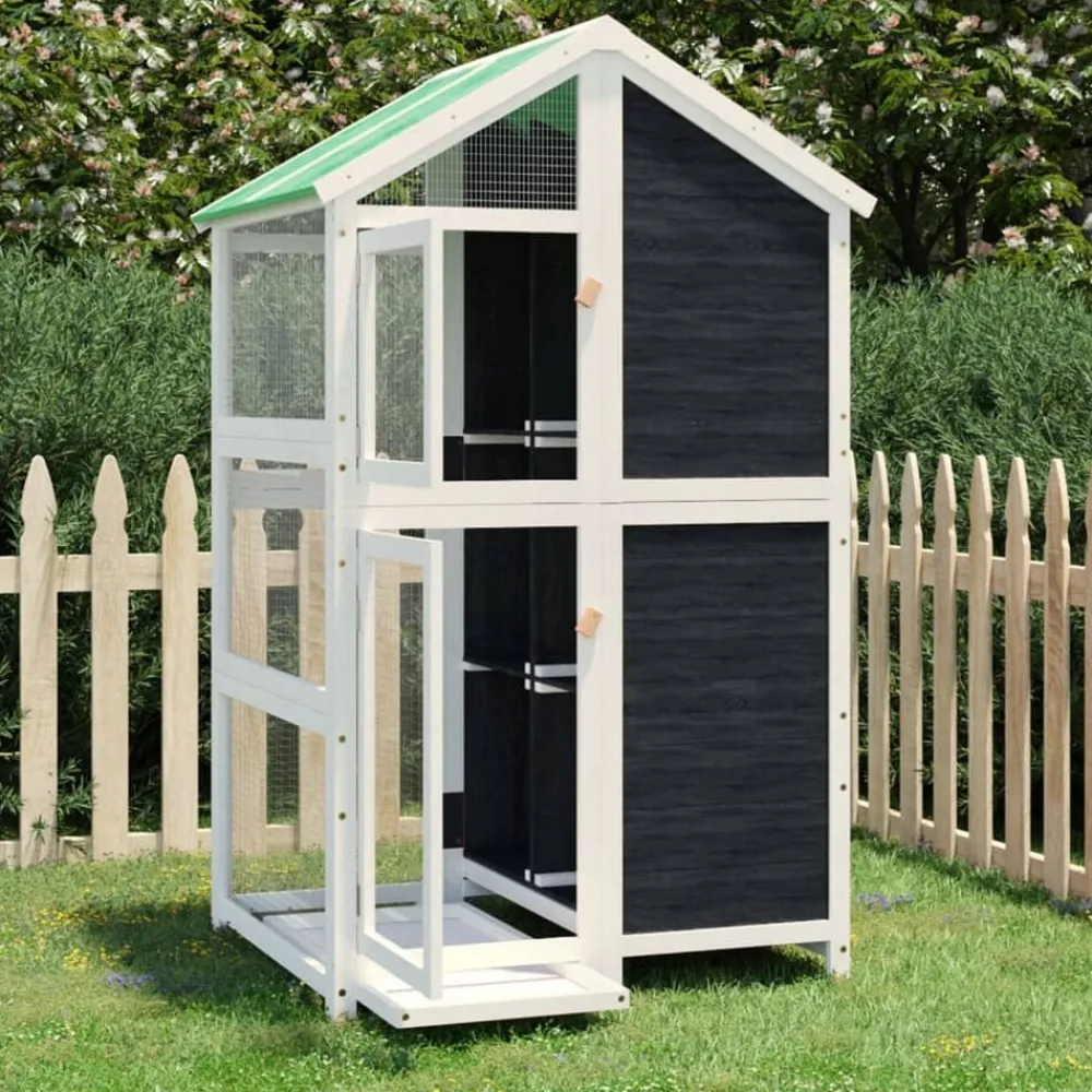 vidaXL Productos Para Mascotas-Casita para pájaros madera maciza pino 97x81x152 cm