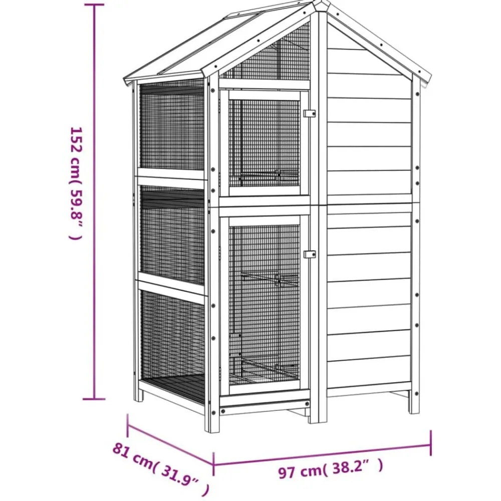 vidaXL Productos Para Mascotas-Casita para pájaros madera maciza pino color 97x81x152 cm