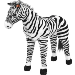 vidaXL Juguetes-Cebra de peluche de pie negro y blanco XXL