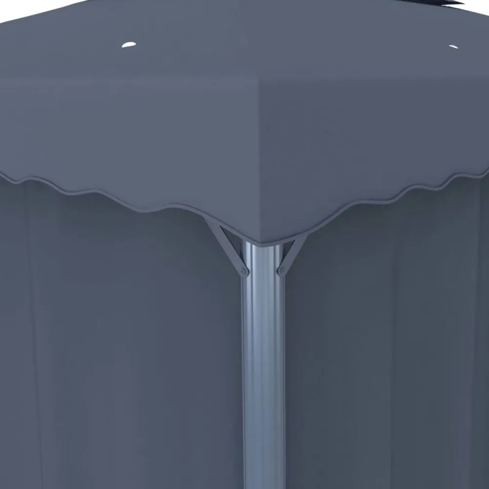 vidaXL Jardín-Cenador con cortina y tira de luces aluminio 3x3 m