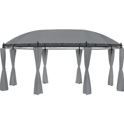 vidaXL Cenador con cortinas gris 520x349x255 cm Antracita Hot