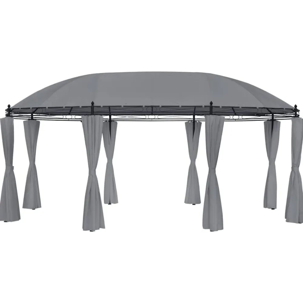 vidaXL Cenador con cortinas gris 520x349x255 cm Antracita Hot