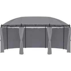 vidaXL Cenador con cortinas gris 520x349x255 cm Antracita Hot