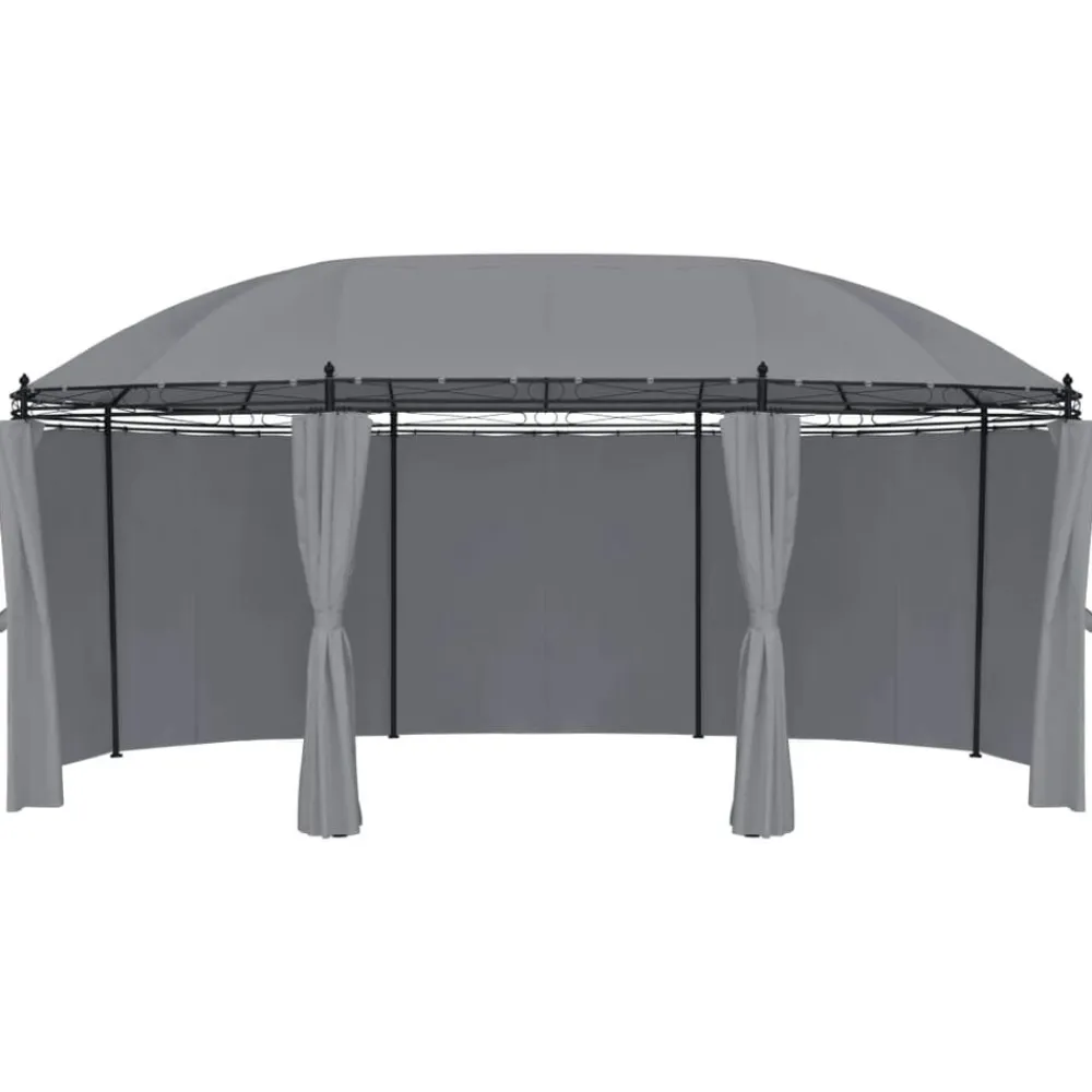 vidaXL Cenador con cortinas gris 520x349x255 cm Antracita Hot