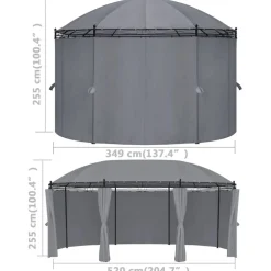 vidaXL Cenador con cortinas gris 520x349x255 cm Antracita Hot