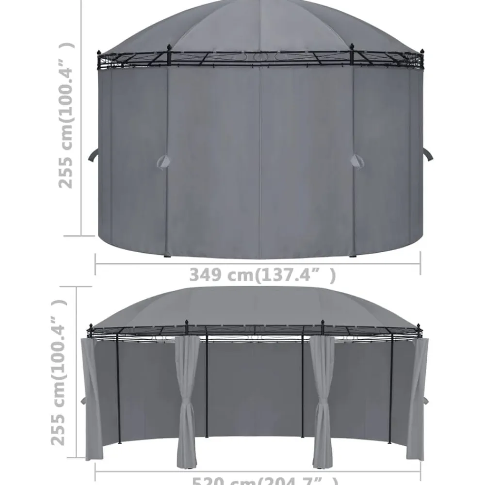 vidaXL Cenador con cortinas gris 520x349x255 cm Antracita Hot