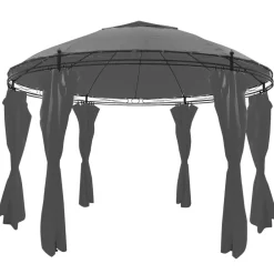vidaXL Jardín-Cenador con cortinas redondo gris 3,5x2,7 m