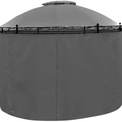 vidaXL Jardín-Cenador con cortinas redondo gris 3,5x2,7 m