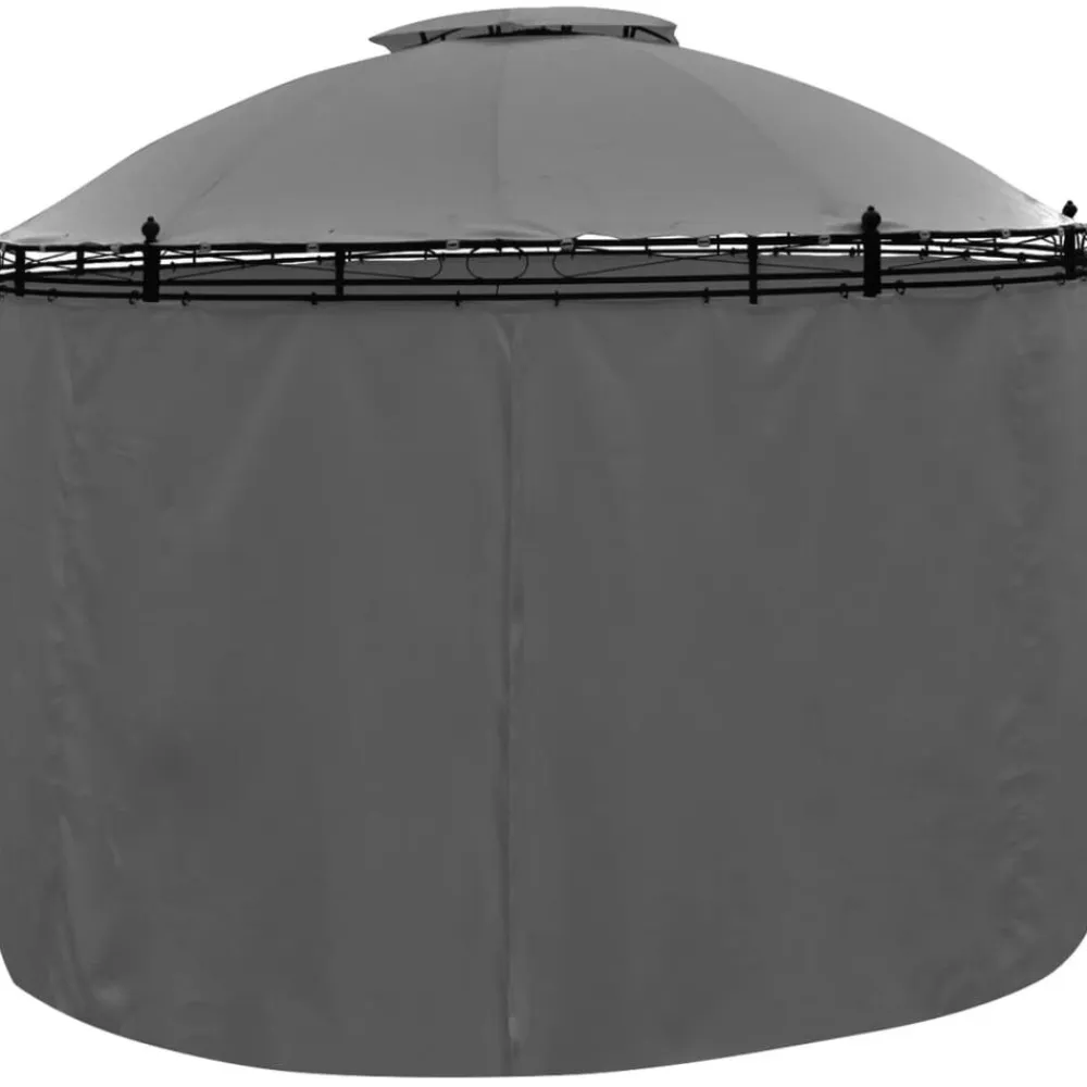 vidaXL Jardín-Cenador con cortinas redondo gris 3,5x2,7 m