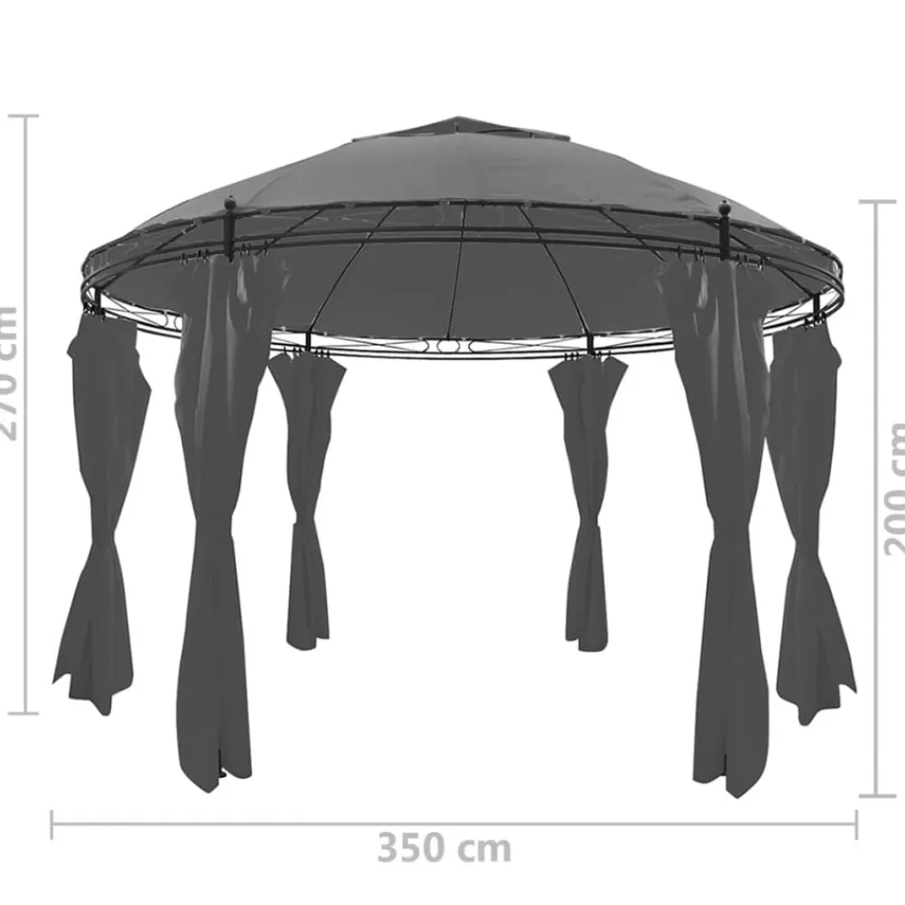 vidaXL Jardín-Cenador con cortinas redondo gris 3,5x2,7 m