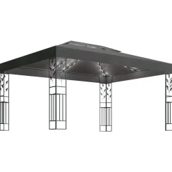 vidaXL Cenador con doble techo y tira de luces LED 3x4 m Antracita Sale