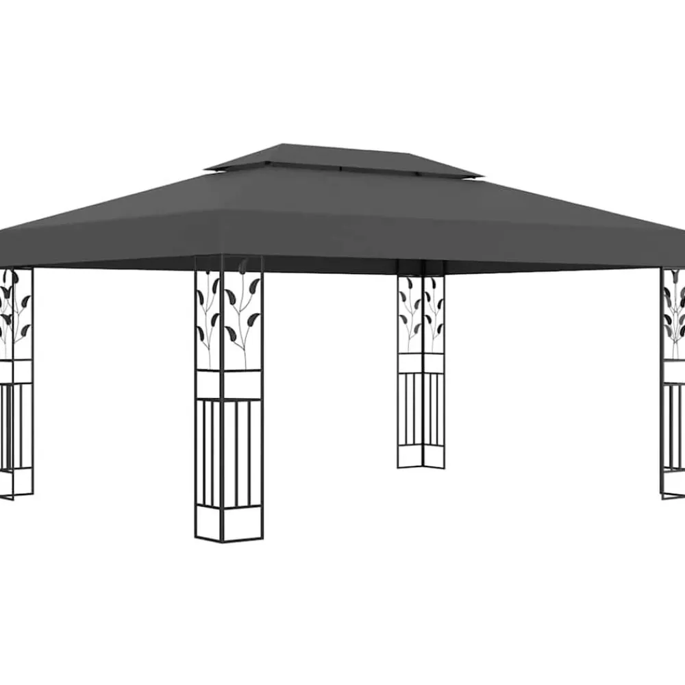 vidaXL Cenador con doble techo y tira de luces LED 3x4 m Antracita Sale