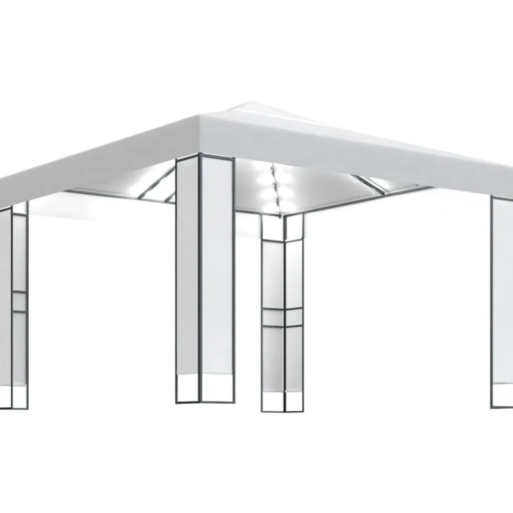 vidaXL Jardín-Cenador con doble techo y tira de luces LED 3x3 m