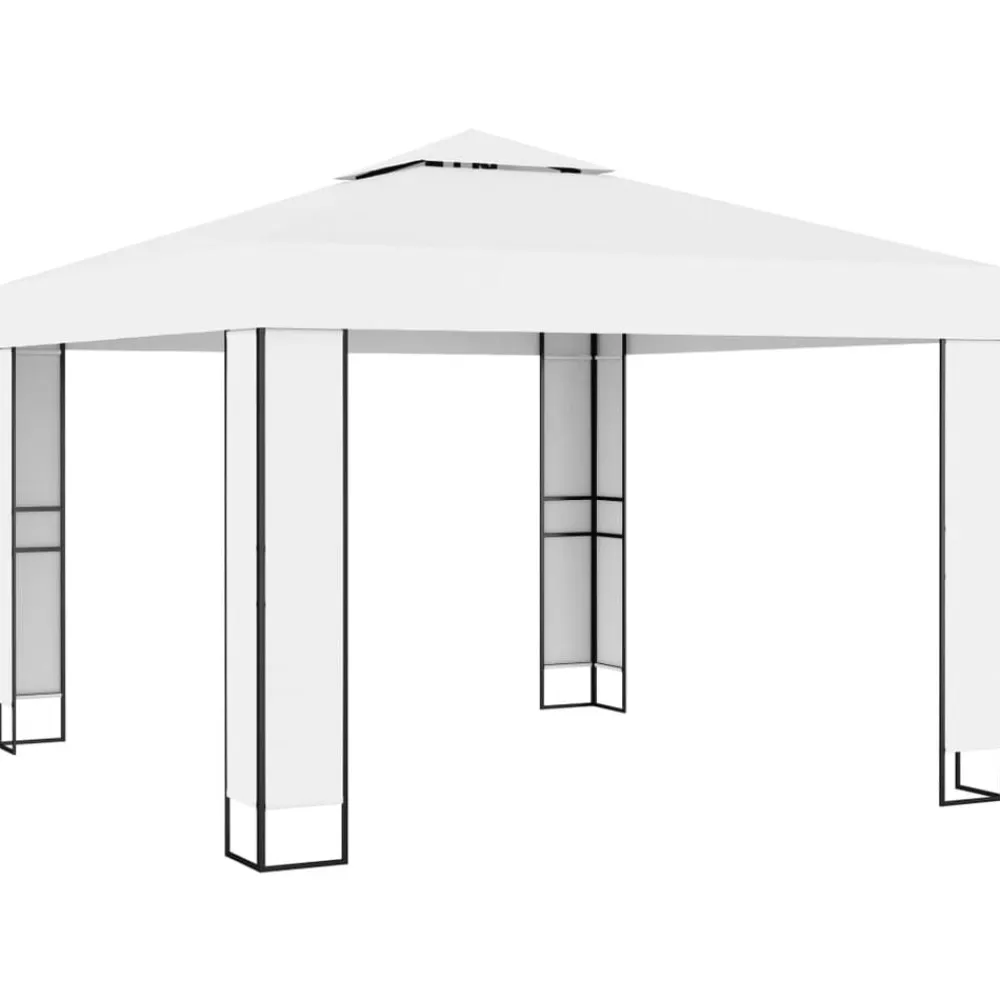 vidaXL Jardín-Cenador con doble techo y tira de luces LED 3x3 m