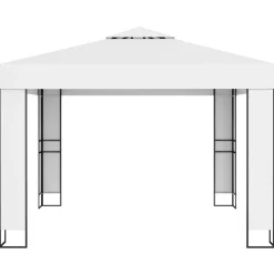 vidaXL Jardín-Cenador con doble techo y tira de luces LED 3x3 m