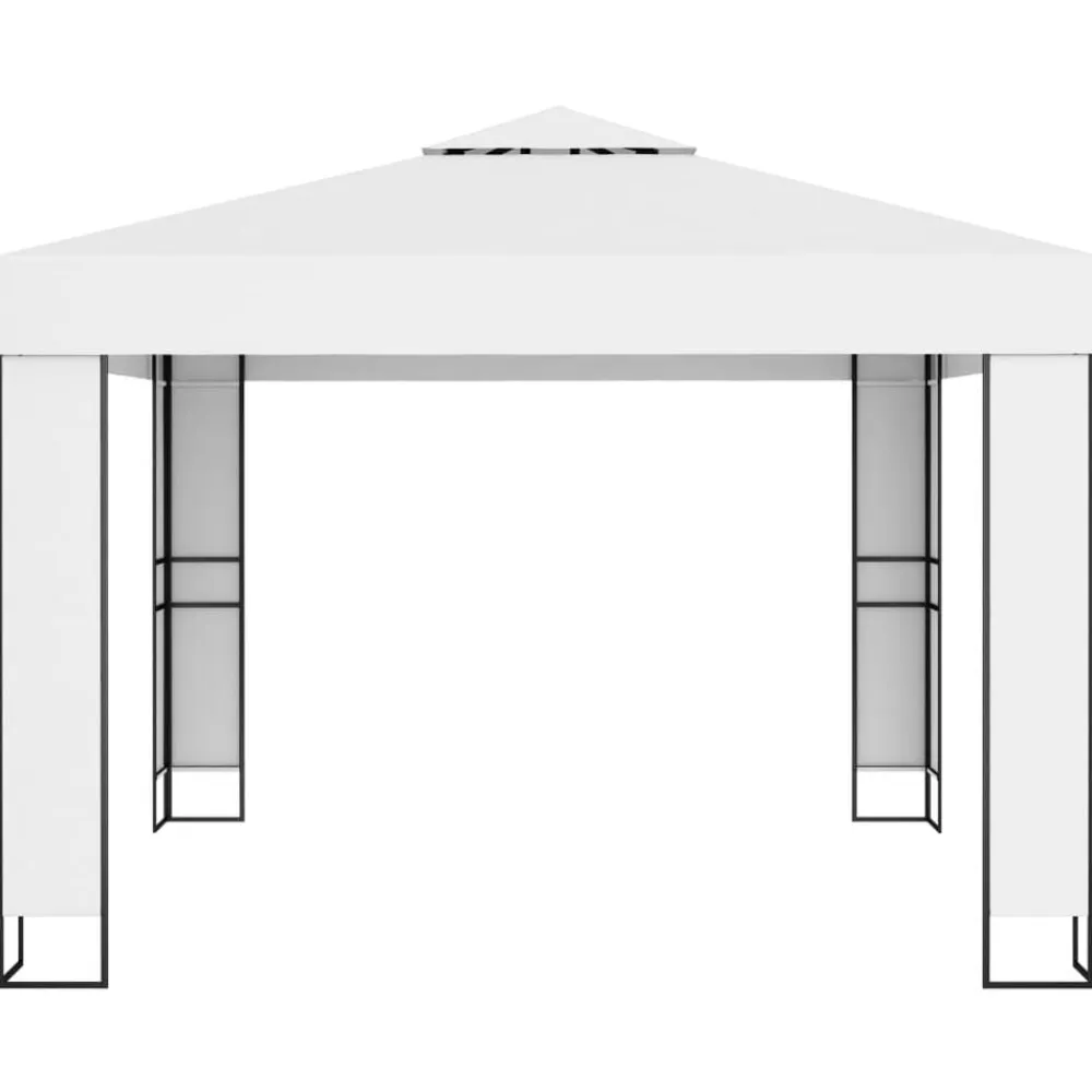 vidaXL Jardín-Cenador con doble techo y tira de luces LED 3x3 m