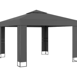 vidaXL Cenador con doble techo y tira de luces LED 3x3 m Antracita